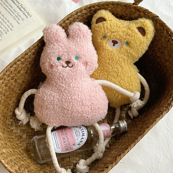 HKM-1255613 Korean Plush Dog Toy with Sound - Pink and Yellow Colors