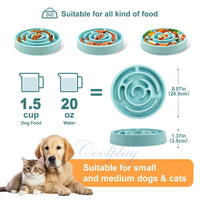 HKM-1256125 Maze Style Slow Feed Dog and Cat Bowl - Non-Slip Eco-Friendly Feeding Dish for All Sizes