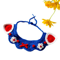 HKM-1257917 Handcrafted Pet Necklaces for Small Dogs and Cats - Adjustable Crochet Neck Rings with Floral Designs