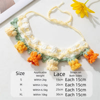 HKM-1257917 Handcrafted Pet Necklaces for Small Dogs and Cats - Adjustable Crochet Neck Rings with Floral Designs