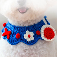 HKM-1257917 Handcrafted Pet Necklaces for Small Dogs and Cats - Adjustable Crochet Neck Rings with Floral Designs