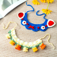 HKM-1257917 Handcrafted Pet Necklaces for Small Dogs and Cats - Adjustable Crochet Neck Rings with Floral Designs
