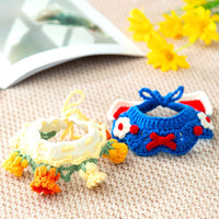 HKM-1257917 Handcrafted Pet Necklaces for Small Dogs and Cats - Adjustable Crochet Neck Rings with Floral Designs