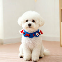HKM-1257917 Handcrafted Pet Necklaces for Small Dogs and Cats - Adjustable Crochet Neck Rings with Floral Designs