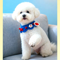 HKM-1257917 Handcrafted Pet Necklaces for Small Dogs and Cats - Adjustable Crochet Neck Rings with Floral Designs