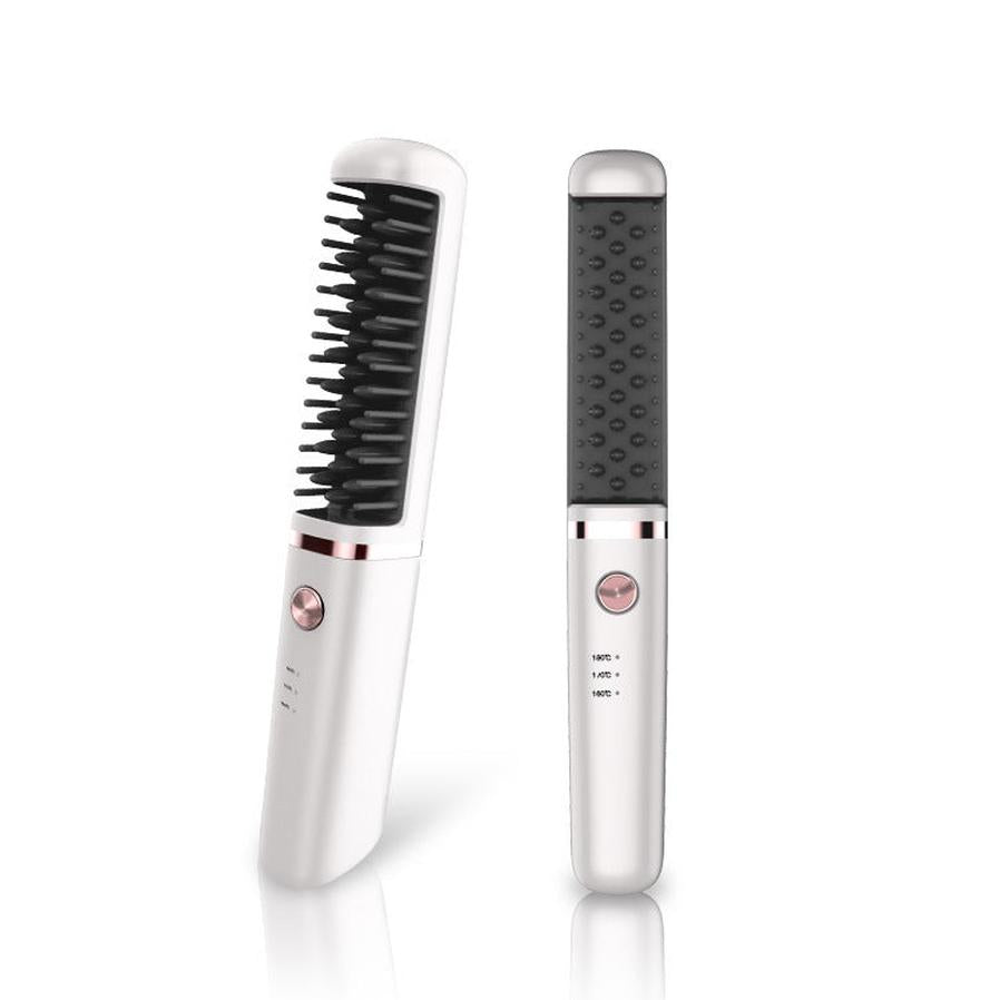 HKM-125907 USB Rechargeable Tourmaline Ceramic Hair Straightener Comb for Wet and Dry Hair