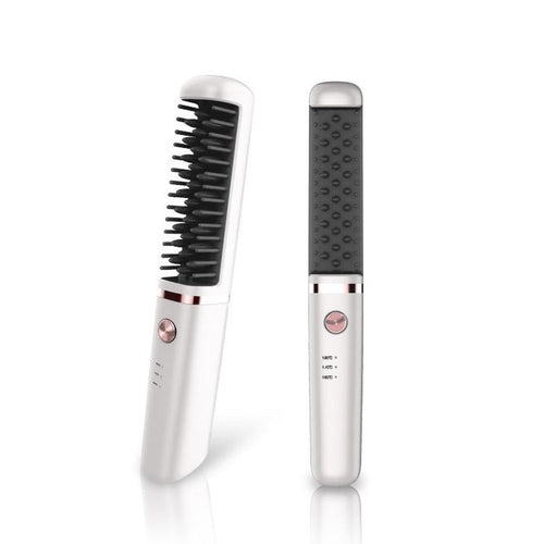 HKM-125907 USB Rechargeable Tourmaline Ceramic Hair Straightener Comb for Wet and Dry Hair