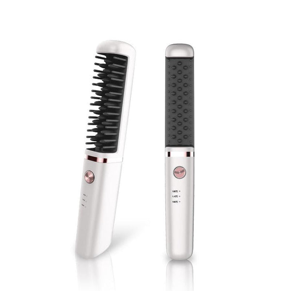 HKM-125907 USB Rechargeable Tourmaline Ceramic Hair Straightener Comb for Wet and Dry Hair