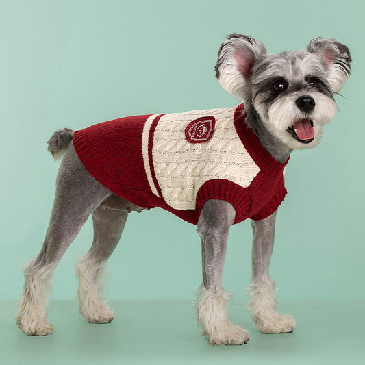 HKM-1259709 Cozy Thickened Stretch Dog Sweater in Red, Navy Blue, and Green for Unisex Pets