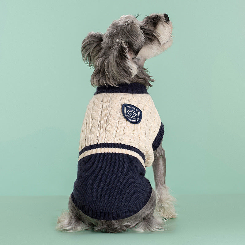 HKM-1259709 Cozy Thickened Stretch Dog Sweater in Red, Navy Blue, and Green for Unisex Pets