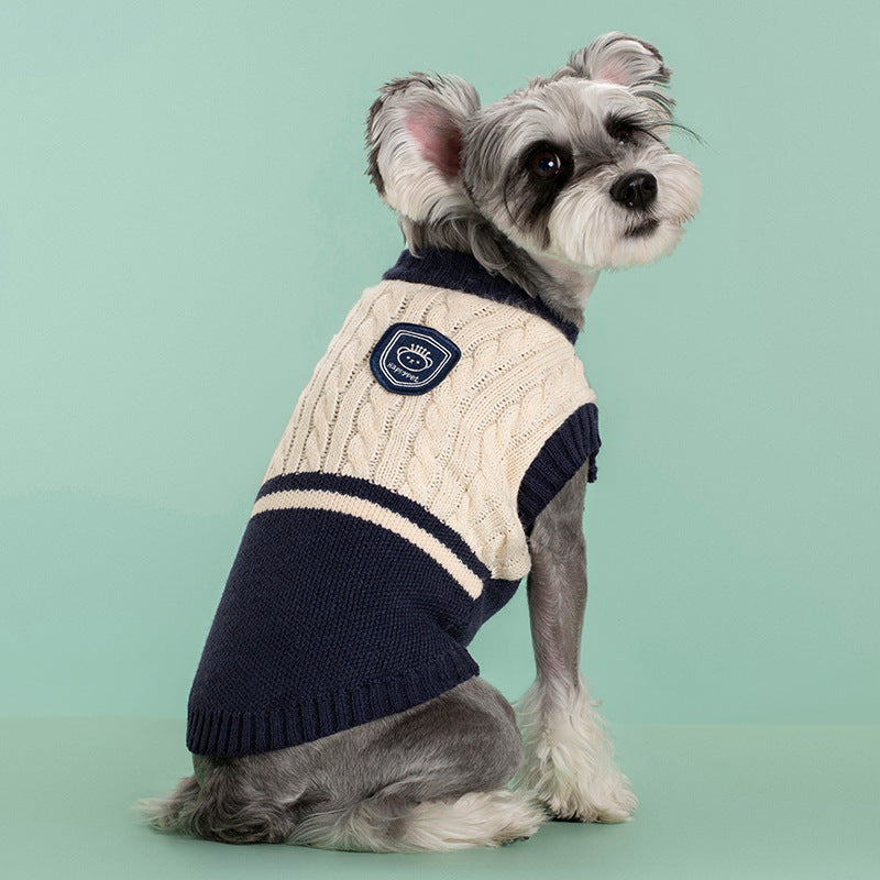 HKM-1259709 Cozy Thickened Stretch Dog Sweater in Red, Navy Blue, and Green for Unisex Pets