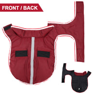 HKM-1260093 Waterproof Casual Jacket for Pets - Autumn and Winter Warmth in Red and Gray