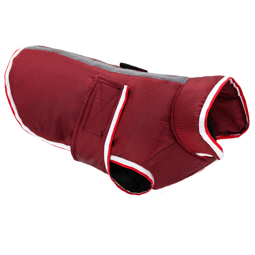 HKM-1260093 Waterproof Casual Jacket for Pets - Autumn and Winter Warmth in Red and Gray