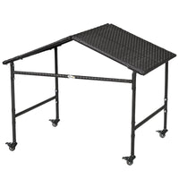 HKM-1260349 Portable Outdoor Dog Shelter with Wheels for Small and Medium Dogs, Dark Brown Rattan Design