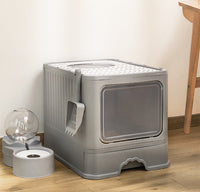 HKM-126099 Foldable Cat Litter Basin with Double Doors - Available in Multiple Colors
