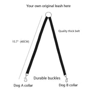 HKM-1261501 Double Dog Leash with Two Traction Ropes - Durable Nylon in Black