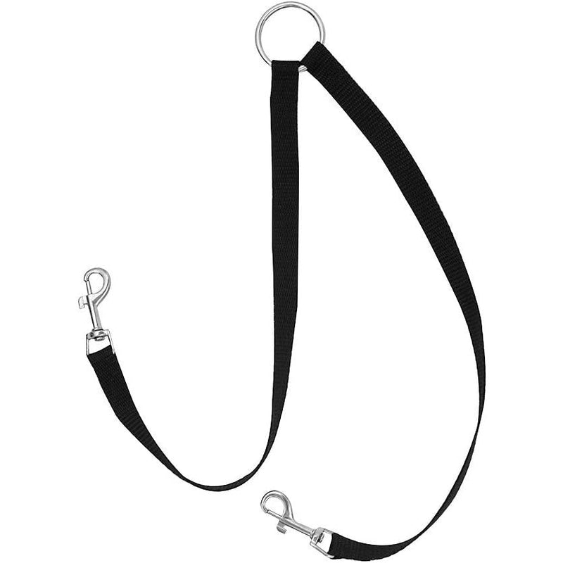HKM-1261501 Double Dog Leash with Two Traction Ropes - Durable Nylon in Black