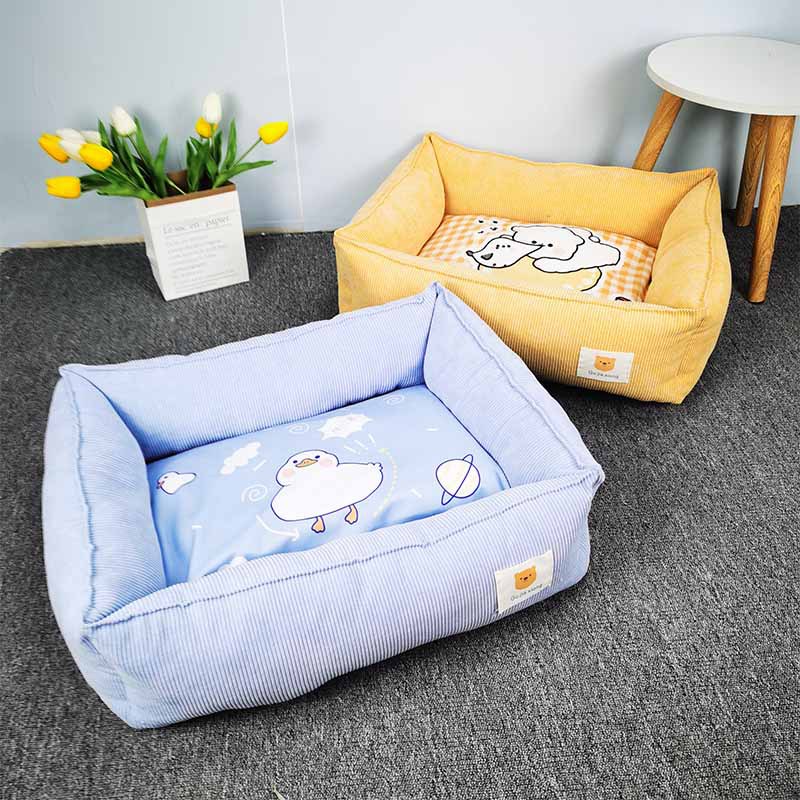 HKM-1261757 Cozy Fabric Craft Printing Square Pet Bed in Various Colors