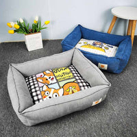 HKM-1261757 Cozy Fabric Craft Printing Square Pet Bed in Various Colors