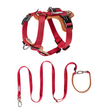 HKM-1263165 Multifunctional Double Pull Dog Leash and Chest Strap Set - Nylon and PVC Leather, 0-40kg Pets