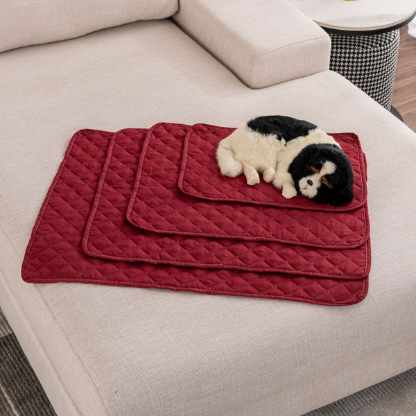 HKM-1263549 Waterproof Checkered Dog Mat - Soft Cloth Pet Pad for Cats and Dogs in Multiple Colors and Sizes