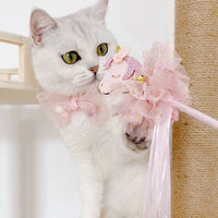 HKM-1263677 Flower Bow Pearl Flower Adjustable Cat Dog Bow Tie Collar with Safety Buckle