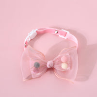 HKM-1263677 Flower Bow Pearl Flower Adjustable Cat Dog Bow Tie Collar with Safety Buckle