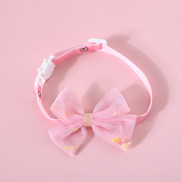 HKM-1263677 Flower Bow Pearl Flower Adjustable Cat Dog Bow Tie Collar with Safety Buckle