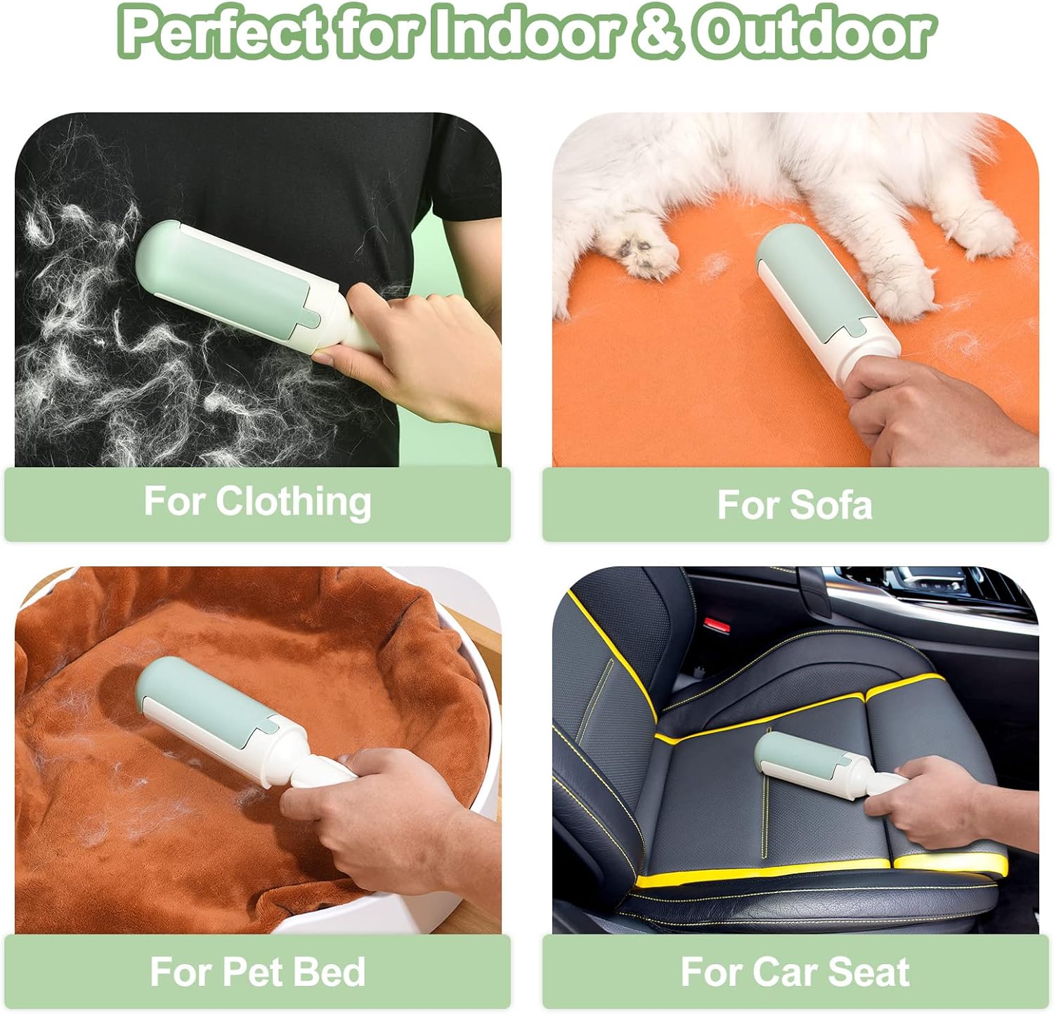 HKM-1264957 Reusable Pet Hair Remover Roller with Non-Slip Handle and Self-Cleaning Base for Effective Fur Removal on Furniture and Car Seats