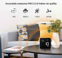 HKM-126611 Indoor Air Quality Monitor - AEC M10 PM2.5, AQI, HCHO & TVOC Detector, USB Rechargeable with LCD Display and 3 LEDs