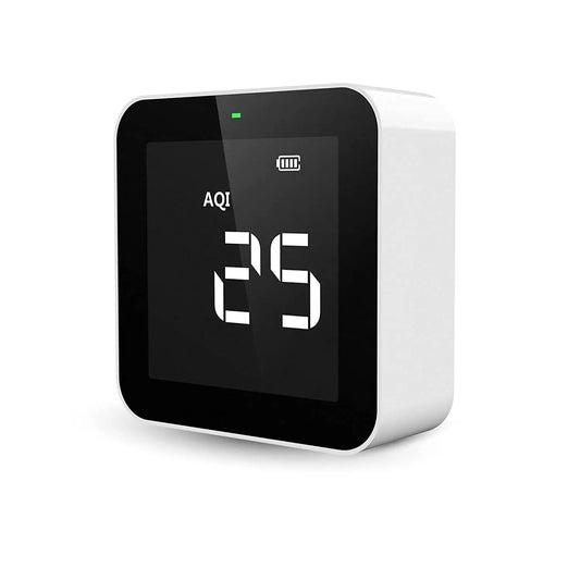 HKM-126611 Indoor Air Quality Monitor - AEC M10 PM2.5, AQI, HCHO & TVOC Detector, USB Rechargeable with LCD Display and 3 LEDs
