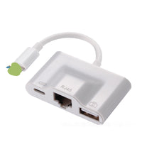 HKM-126611 Lightning to RJ45 3-in-1 OTG Adapter for Camera and Networking - Compatible with iPhone and iPad