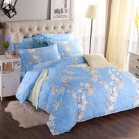 HKM-126739 Thickened Brushed Polyester-Cotton Blend Bedding Set - Art Big Flower Series, 4-Piece Design