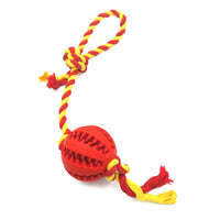 HKM-1268285 Durable Bite-Resistant Cotton Rope Toy with Rubber Ball for Chewing Dogs