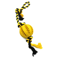 HKM-1268285 Durable Bite-Resistant Cotton Rope Toy with Rubber Ball for Chewing Dogs