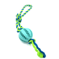 HKM-1268285 Durable Bite-Resistant Cotton Rope Toy with Rubber Ball for Chewing Dogs
