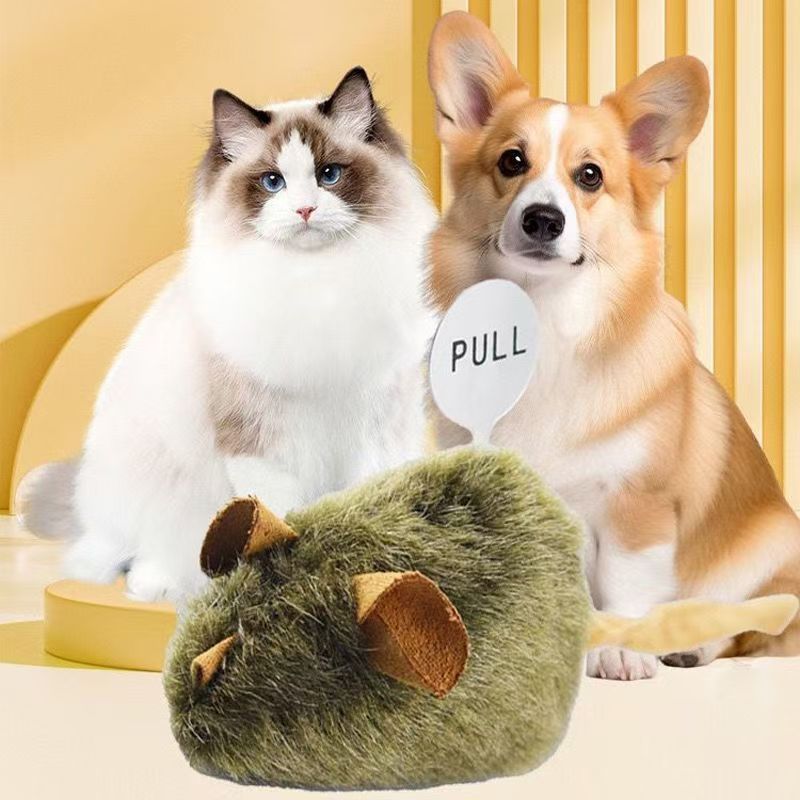 HKM-126867 Interactive Plush Mouse Cat Toy with Squeaking Sound - Bite-resistant and Automatic Chirping Chew Toy for Kittens