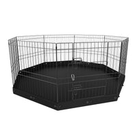 HKM-1269053 Foldable 8-Panel Metal Dog Playpen with Bottom Mat for Indoor and Outdoor Use, 24" High Pet Exercise Enclosure