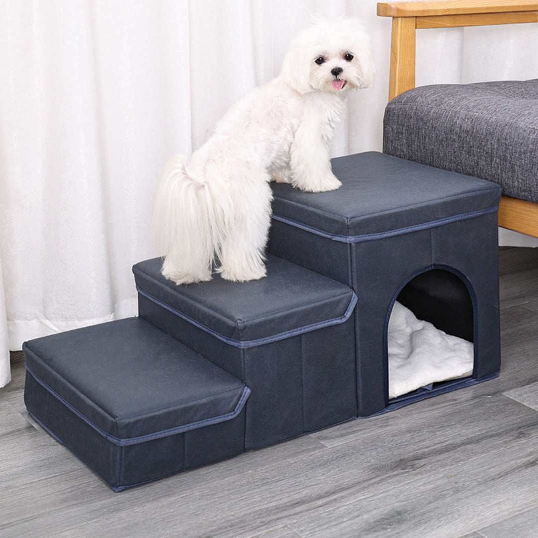 HKM-126931 Multifunctional Pet Stairs and Climbing Cat Kennel Cage in Various Plush Colors