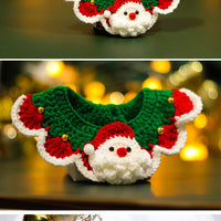 HKM-1269437 Knitted Wool Christmas Bib for Pets - Unisex Tie Clip, Super Wide Bow Tie, Various Sizes