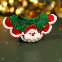 HKM-1269437 Knitted Wool Christmas Bib for Pets - Unisex Tie Clip, Super Wide Bow Tie, Various Sizes