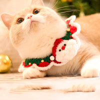 HKM-1269437 Knitted Wool Christmas Bib for Pets - Unisex Tie Clip, Super Wide Bow Tie, Various Sizes