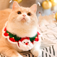 HKM-1269437 Knitted Wool Christmas Bib for Pets - Unisex Tie Clip, Super Wide Bow Tie, Various Sizes