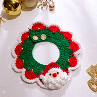 HKM-1269437 Knitted Wool Christmas Bib for Pets - Unisex Tie Clip, Super Wide Bow Tie, Various Sizes
