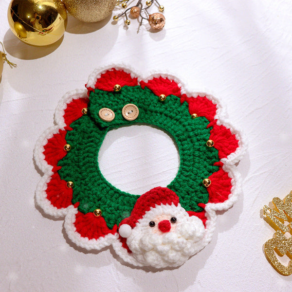 HKM-1269437 Knitted Wool Christmas Bib for Pets - Unisex Tie Clip, Super Wide Bow Tie, Various Sizes