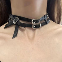 HKM-1270077 Cool White Bow Alloy Leather Necklace for Unisex