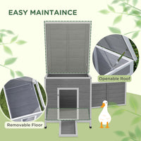 HKM-1271101 Wooden Duck Coop with Openable Roof and Double Doors for 2-4 Ducks and Chickens, 25" x 32" x 30"