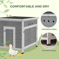 HKM-1271101 Wooden Duck Coop with Openable Roof and Double Doors for 2-4 Ducks and Chickens, 25" x 32" x 30"