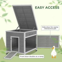 HKM-1271101 Wooden Duck Coop with Openable Roof and Double Doors for 2-4 Ducks and Chickens, 25" x 32" x 30"