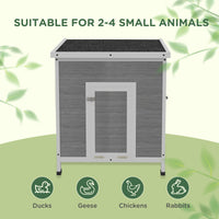 HKM-1271101 Wooden Duck Coop with Openable Roof and Double Doors for 2-4 Ducks and Chickens, 25" x 32" x 30"